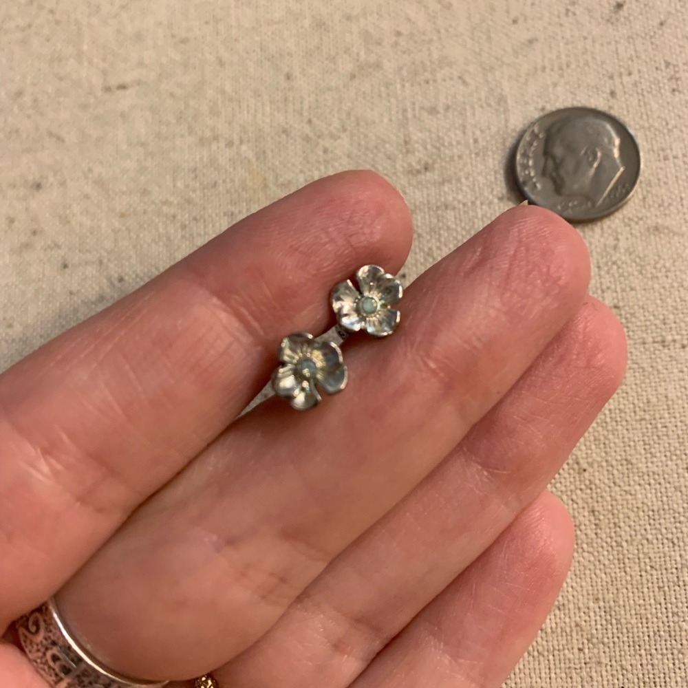 Chloe & Isobel Silver Opal Flower Stud Earrings